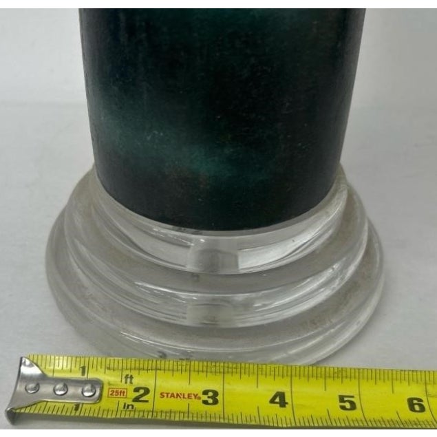 Mid-Century Modern Pair of Postmodern Sculptural Lucite & Ombre Pillar Candleholders For Sale - Image 3 of 4