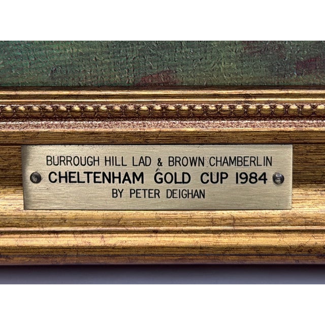 1984 Cheltenham Gold Cup Original Equestrian Oil Painting Signed by Jockeys John Francome and Phil Tuck. For Sale - Image 11 of 18