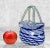 Vintage Hand Blown Art Glass Blue Stripe Handbag Vase, c. Mid 20th Century - Stick Blown Art Glass - Sensational Color...
