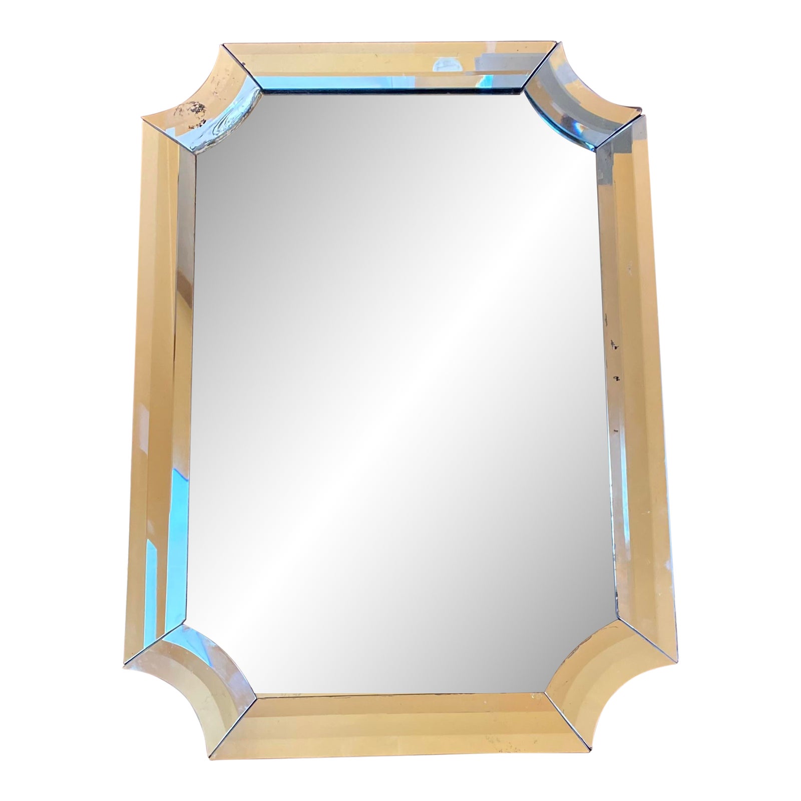 Large Vintage Mid 20th Century Scalloped Bevelled Glass Wall Mirror