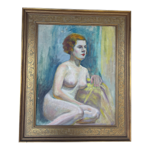 Late 20th Century Nude Painting of a Woman Oil Painting, Framed
