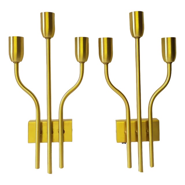Brass Wall Lights from Gaetano Sciolari,1960s, Set of 2 For Sale