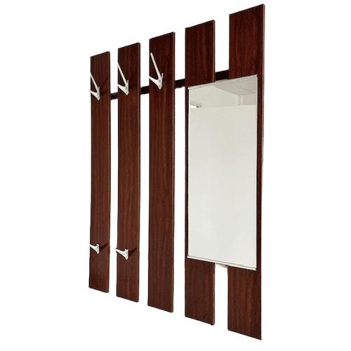 Vintage Danish Wall Coat Rack in Rosewood with Mirror, 1960s For Sale - Image 6 of 6