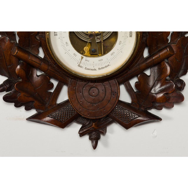 Dutch Carved Wooden Barometer with Horse Motif by Gebroeders Caminada, Rotterdam For Sale - Image 9 of 12