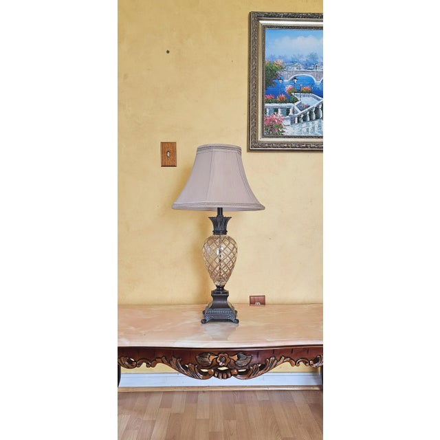 Uttermost Mid-Century Modern Style Bronze Crystal and Bronze Pineapple Table Lamp For Sale In Washington DC - Image 6 of 13