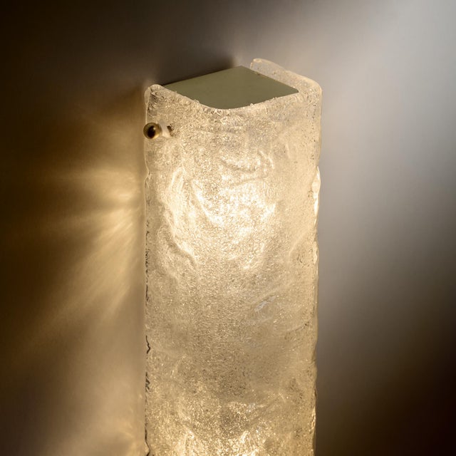 Italian Mid-Century Murano Frosted Textured Glass Wall Sconces - Set of 4 For Sale - Image 9 of 9