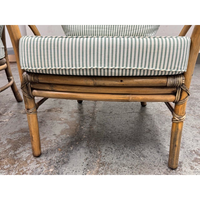 McGuire Furniture Bamboo Barrel Club Chairs, Pair Circa 1970's For Sale - Image 10 of 12