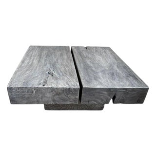 Andrianna Shamaris Minimalist Grey Stained Wood Coffee Table For Sale
