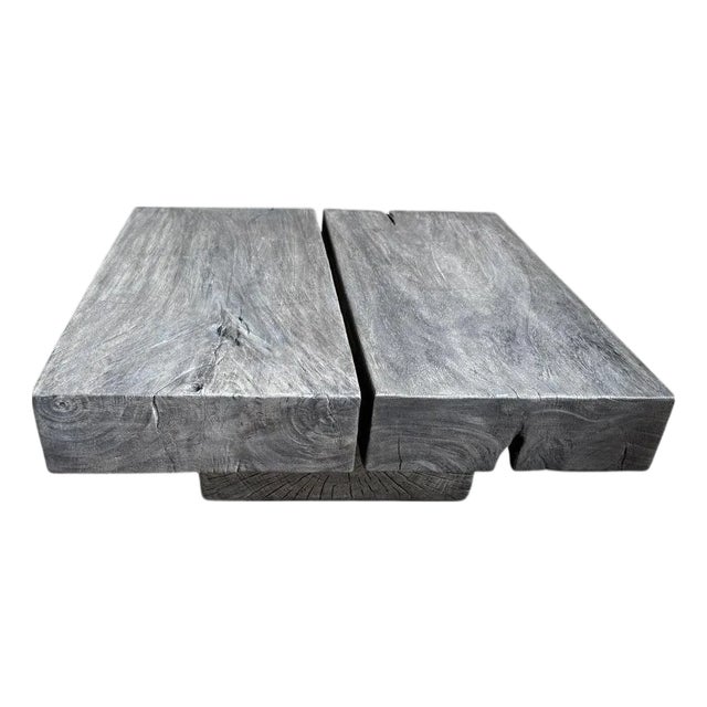 Andrianna Shamaris Minimalist Grey Stained Wood Coffee Table For Sale