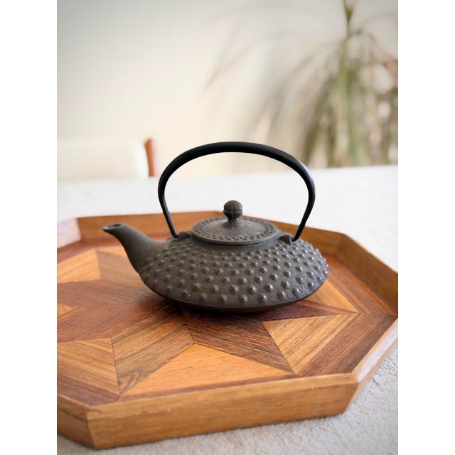 20thC Mid-Century Modern Danish Teak Starburst Inlay Tray, 15” Octagonal, Scandinavian Marquetry For Sale In Los Angeles - Image 6 of 11