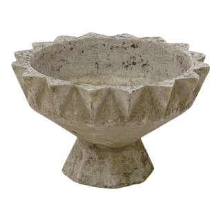 French Garden Stone Planter or Urn With Modernist Geometric Design For Sale