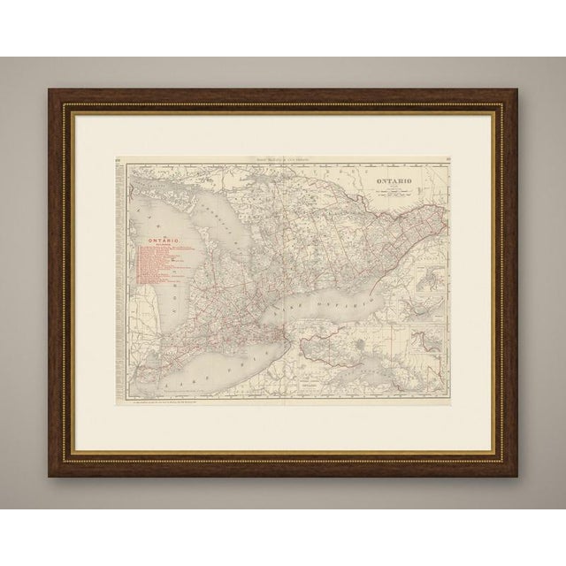 This antique map of Ontario is Rand McNally's principal map of the province in its 1899 indexed atlas, a double-page...