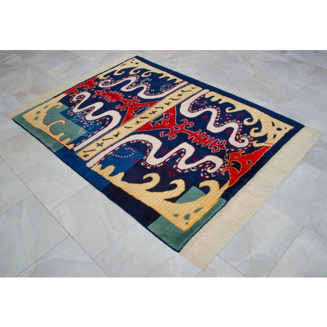Hand Knotted Turkish Wool Rug in Modern Anatolian Style, 4'2" X 5'7" For Sale - Image 16 of 16