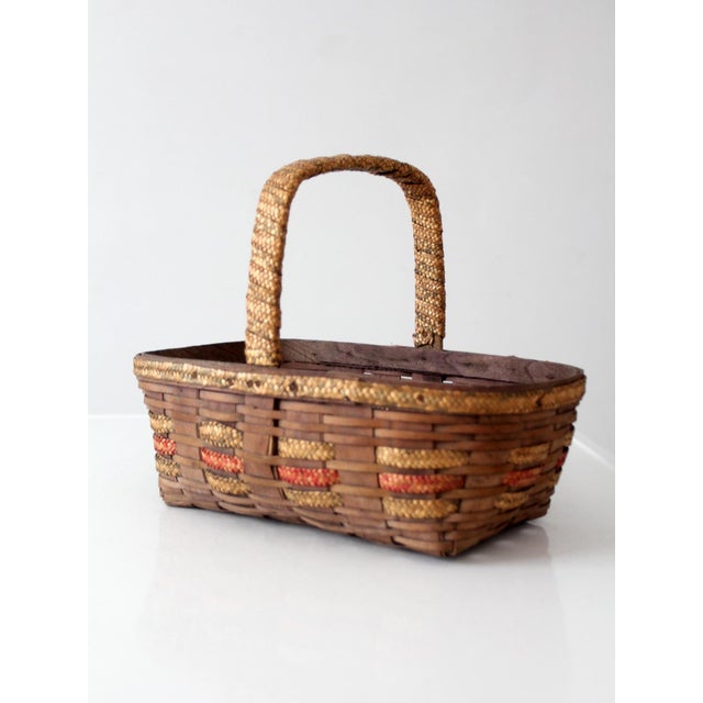 Vintage Woven Gathering Basket For Sale - Image 12 of 14