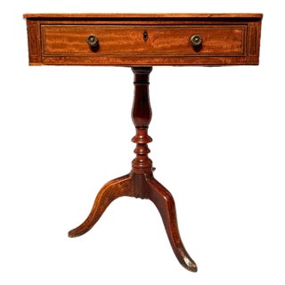 Mid 19th Century Gorgeous George III Mahogany Inlaid End Table on Pedestal Base For Sale