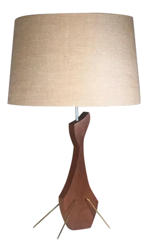 Mid-Century Modern Brass and Walnut Table Lamp