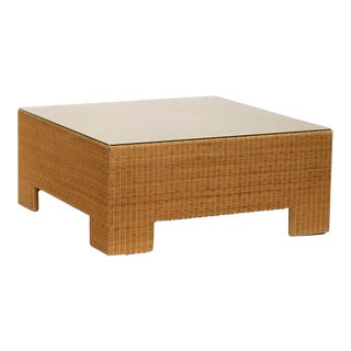 Square Wicker Coffee Table by Milling Road / Baker, 40 X 40 For Sale