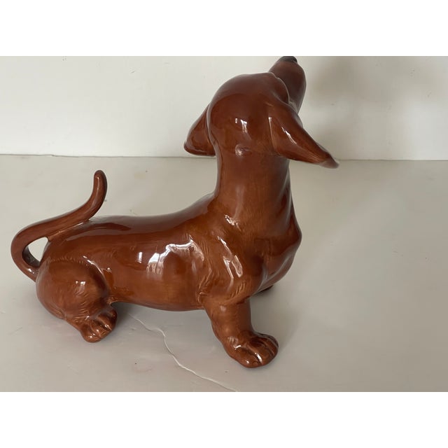 Vintage Cute Dachshund Ceramic Figurine Signed For Sale In Miami - Image 6 of 6
