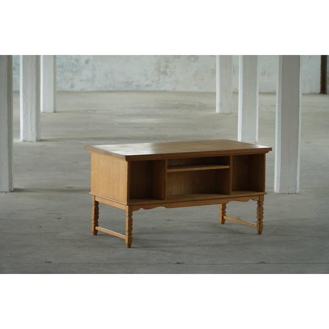 Brown Mid-Century Modern Danish Freestanding Oak Writing Desk by Henning Kjærnulf, 1960 For Sale - Image 8 of 18