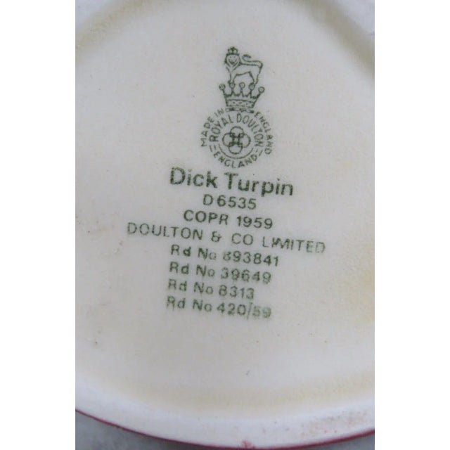 Royal Doulton Dick Turpin D6535 English Ceramic Small Character Jug For Sale In Miami - Image 6 of 10