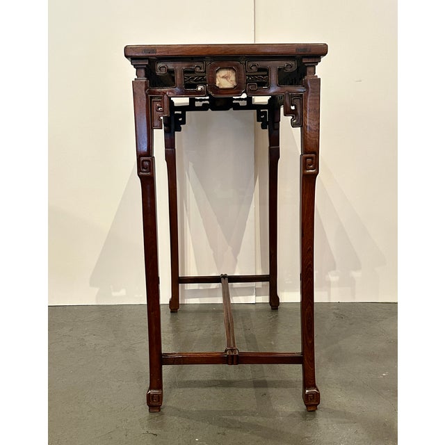 19th Century 19th Century Hand-Carved, Hardwood Console Table With Marble Insets For Sale - Image 5 of 8