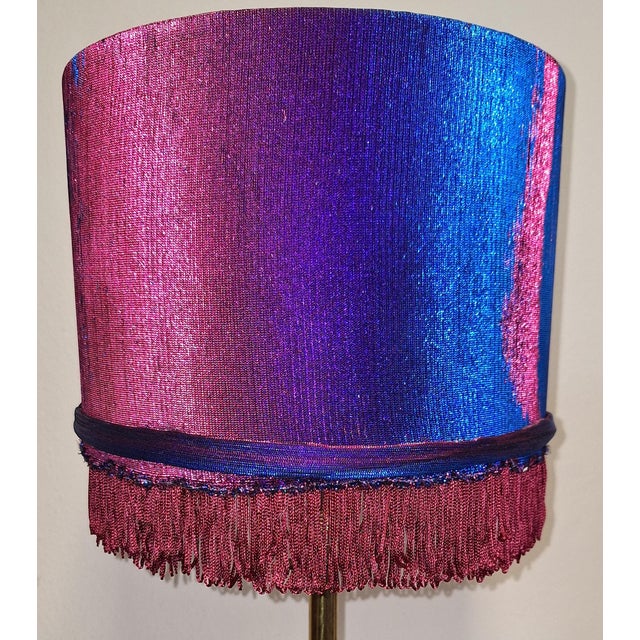 Blue Vintage Table Lamp with Brass Base and Shade by Lamplove, 1970s For Sale - Image 8 of 10