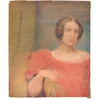 Woman in Red, 1900s, Pastel Drawing For Sale
