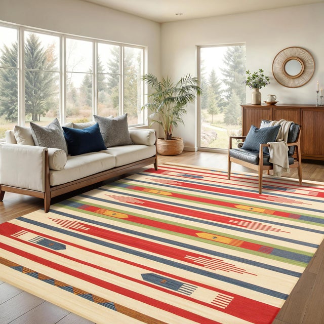 Pasargad Home Kilim Beige Cotton Area Rug- 8' 0" X 8' 0" For Sale In New York - Image 6 of 6
