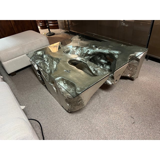 2000 - 2009 Sequoia Coffee Table Silver Leaf Table For Sale - Image 5 of 11