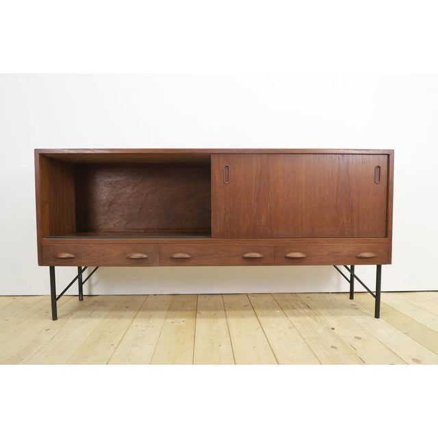 Teak Sideboard with Sliding Doors and Drawers, 1960s For Sale - Image 6 of 11