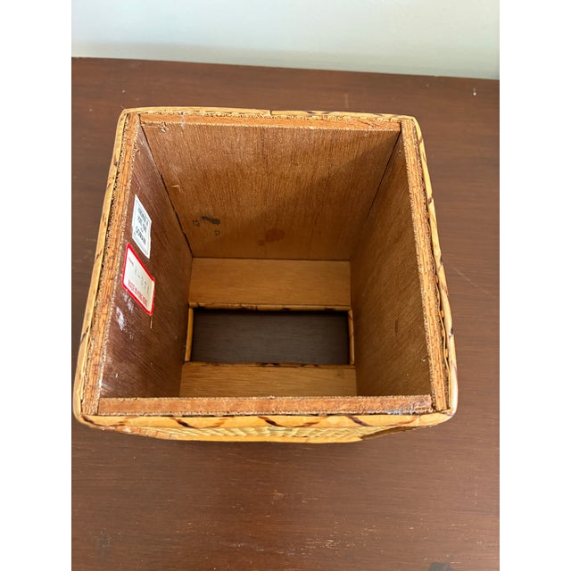 Vintage Woven Bamboo Rattan Tissue Box Cover For Sale - Image 9 of 10