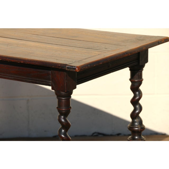 Antique English Solid Oak Barley Twist Side Table | Jacobean Revival Accent Table, Circa 1920s For Sale - Image 4 of 18