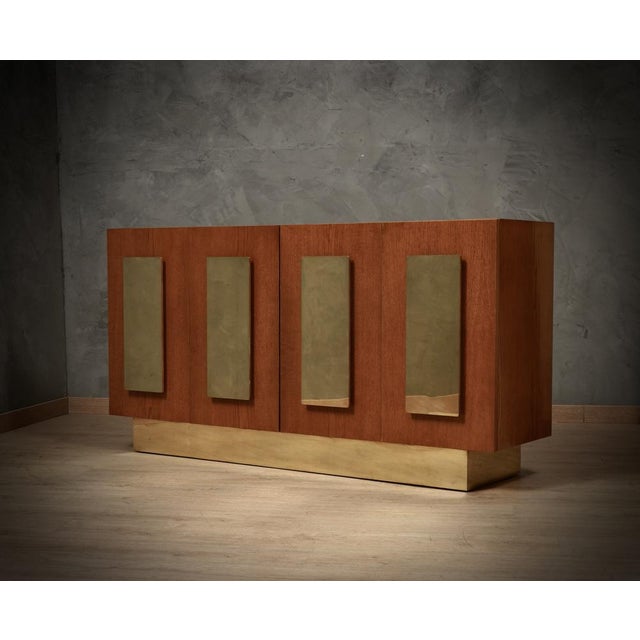 Mid-Century Ash Wood and Brass Sideboard, 1980s For Sale - Image 11 of 11