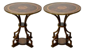 Russian Neoclassical, Burlwood, Brass, Attributed to Gueridon, France, 1950s