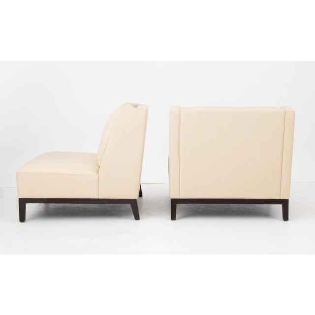 Wood Christian Liaigre X Holly Hunt Leather Chairs, Pr. For Sale - Image 7 of 9