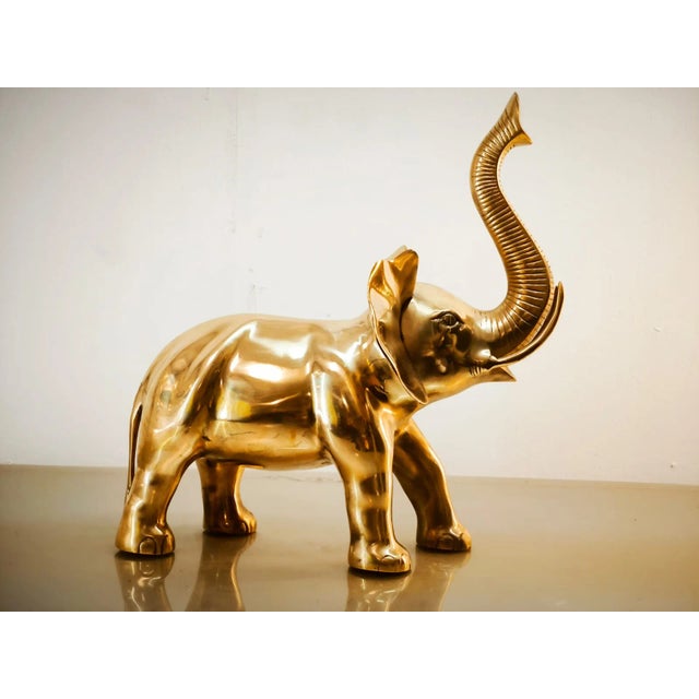 Vintage Gold Brass Elephant For Sale - Image 4 of 10