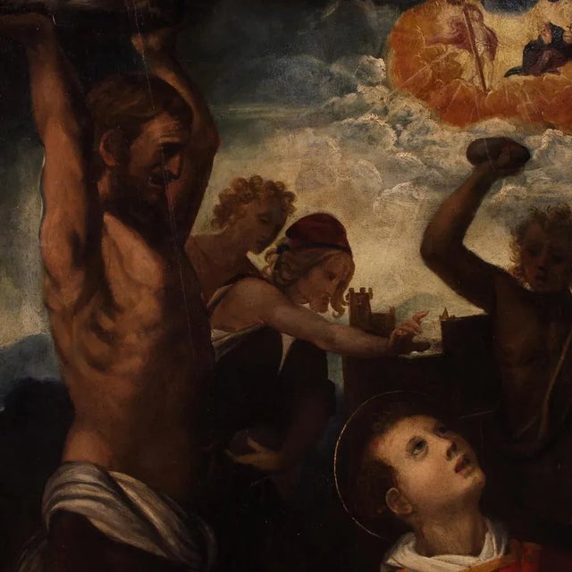 Italian Artist, The Martyrdom of Saint Stephen, 1610, Oil on Panel, Framed For Sale - Image 10 of 15