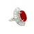 Red Coral Diamond Platinum Ballerina Ring, Size 8 For Sale In Los Angeles - Image 6 of 6
