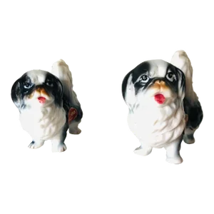Vintage Bone China Pekengnese Dog Figurines- Set of 2