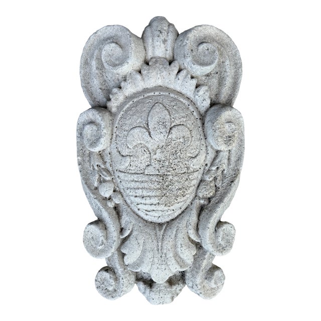 White Concrete Italian Heraldic "Giglio Fiorentino" Wall Plaque For Sale