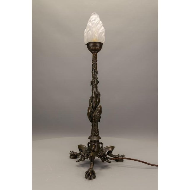 Late 19th Century French Bronze and Glass Table Lamp by A. N. Cain For Sale - Image 16 of 18