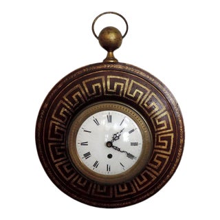 Early 19th Century French Empire Charles X Tole Cartel Wall Clock For Sale