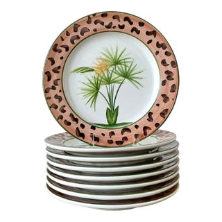 Vintage Coastal Italian Glazed Ceramic Salad Plates - Set of 8 For Sale