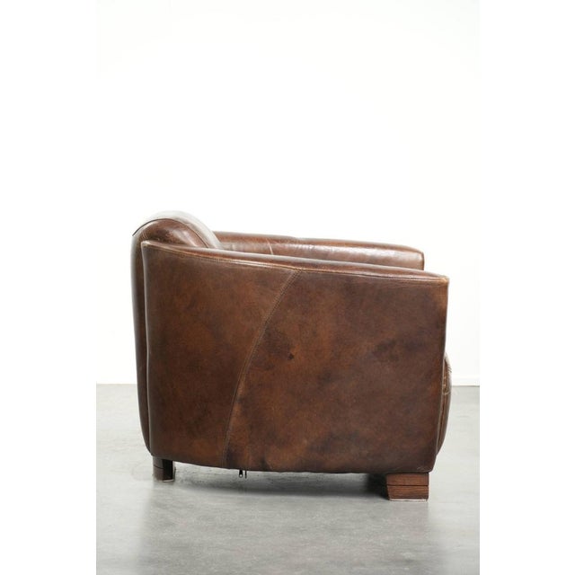 Club Chair in Brown Cowhide Leather For Sale - Image 3 of 16