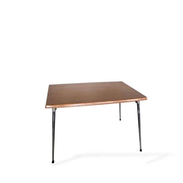 Contemporary Mid-Century Modern Dining Table with Teak Veneer Top For Sale - Image 3 of 8