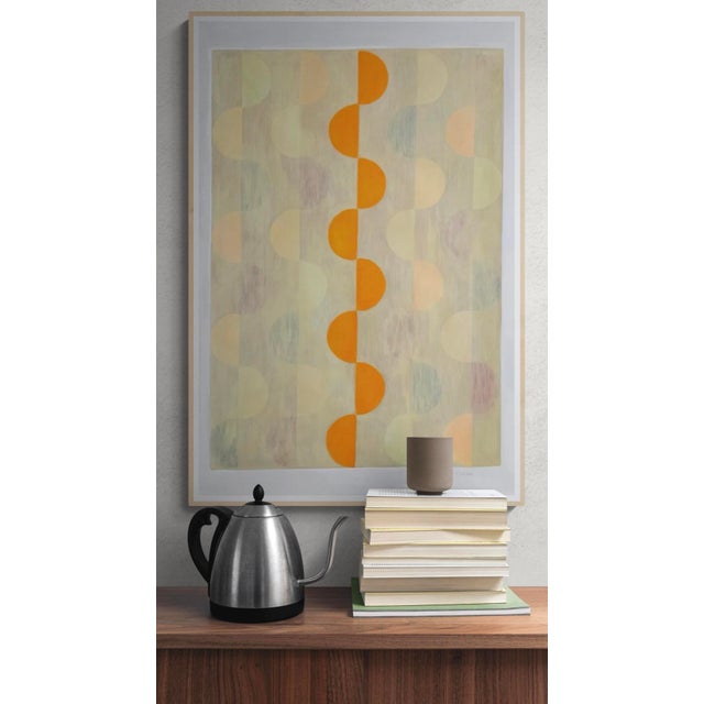 Mid-Century Modern Geometric Composition With Bright Orange For Sale - Image 3 of 4