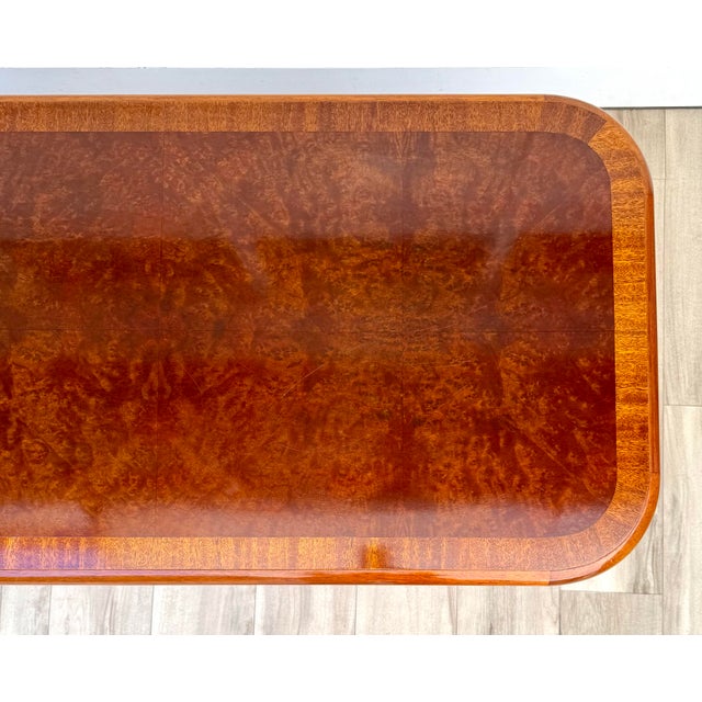 English Georgian Revival Burl Veneer Coffee Table With Double Pedestal Base For Sale - Image 9 of 18