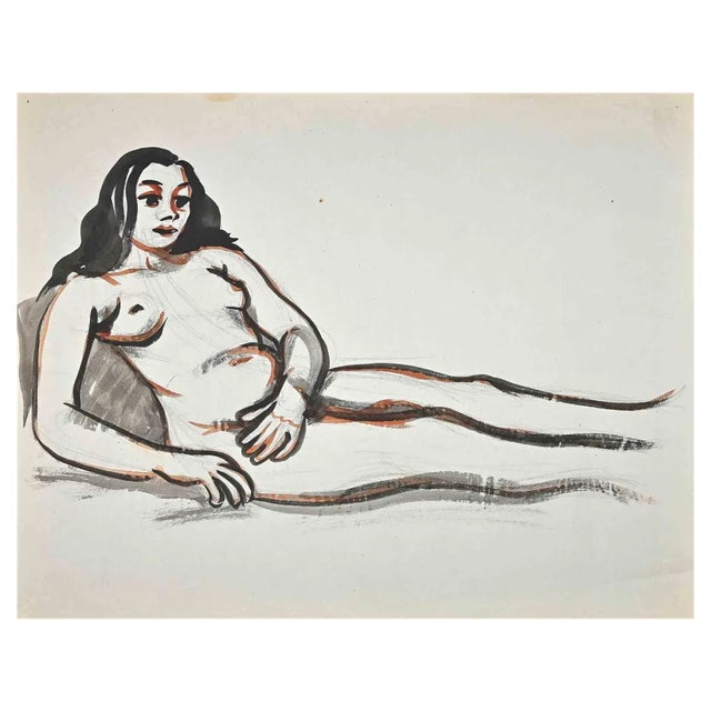 Jean Delpech, Nude, Original Watercolour, Mid-20th Century For Sale