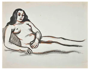 Jean Delpech, Nude, Original Watercolour, Mid-20th Century