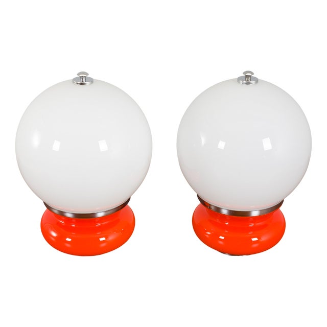 Space Age Italian Table Lamps in Murano Glass by Carlo Nason for Mazzega, 1970s, Set of 2 For Sale